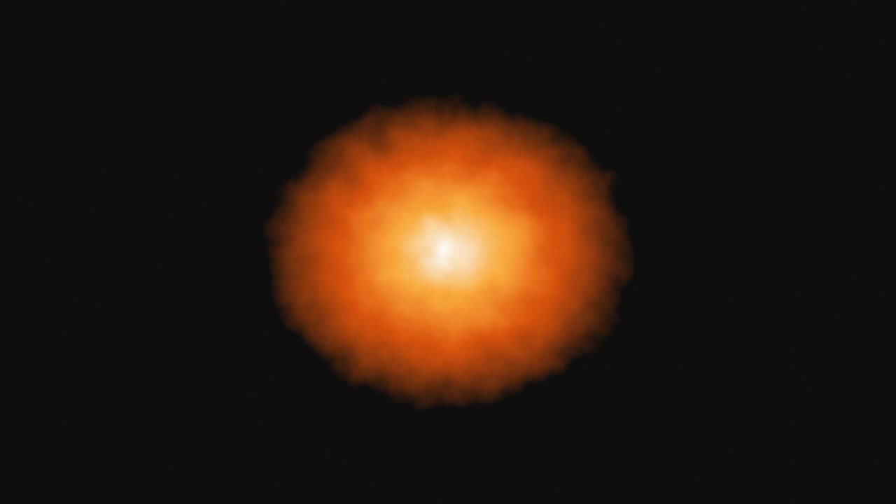 Abstract Orange Light Explosion Expanding on Black Background
