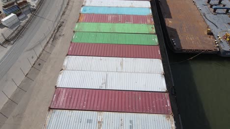 stack of intermodal containers in the port at dordrecht, netherlands