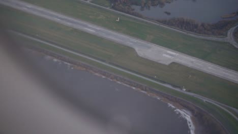 aerial view of runway from plane