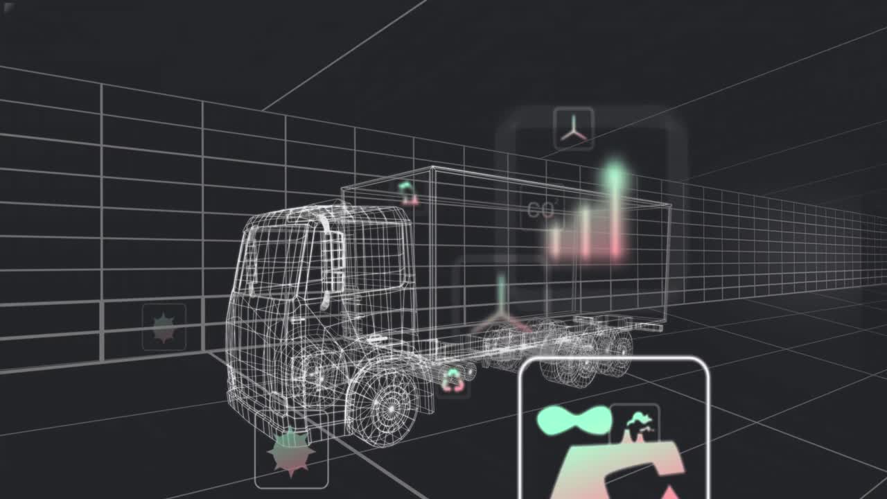 animación de animación de dibujo de coche sobre dibujo de coche girando sobre fondo negro