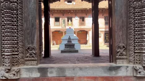 Buddhist-shrine-in-Bhaktapur,-Nepal.Buddhism-within-Hindu-culture