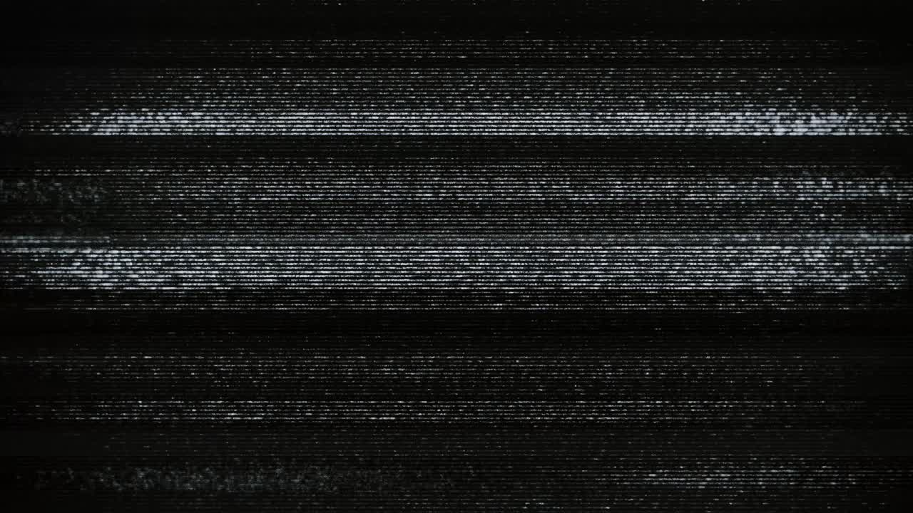Retro TV Static and Glitch Noise on Black Screen