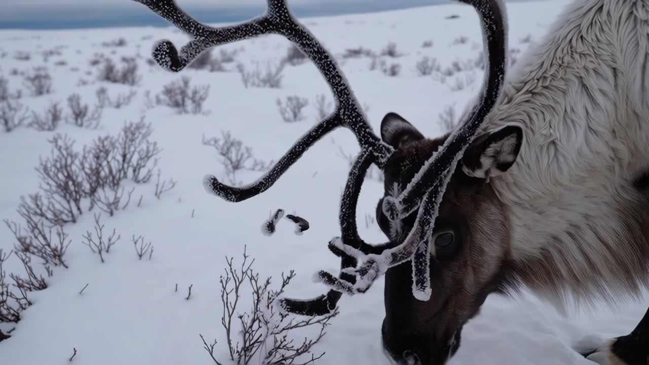 Reindeer in a Snowy Landscape