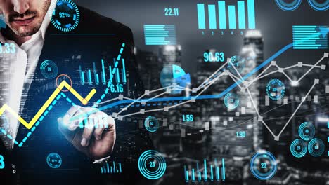 double exposure of business profit growth conceptual