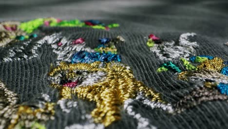 colorful embroidery close-up on fabric