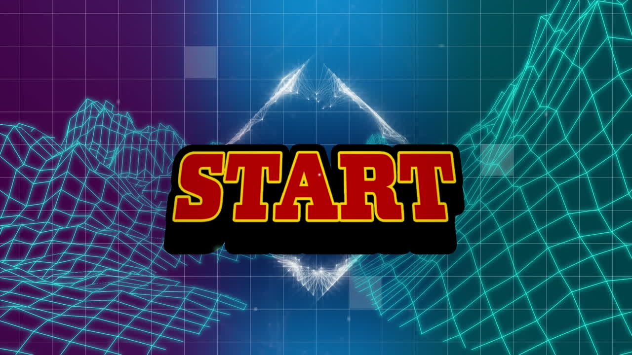 Animation of start text over metaverse and grid