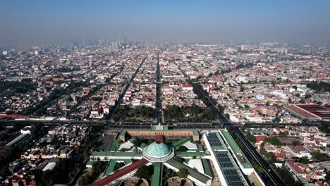 drone shot of east mexico city and historical lecumberri prison