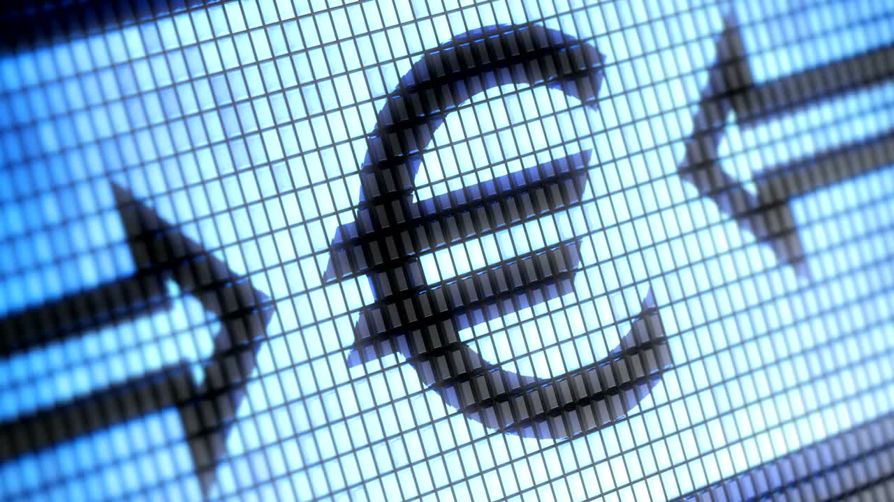 el icono del euro en la pantalla, resolución 4k, bucle.