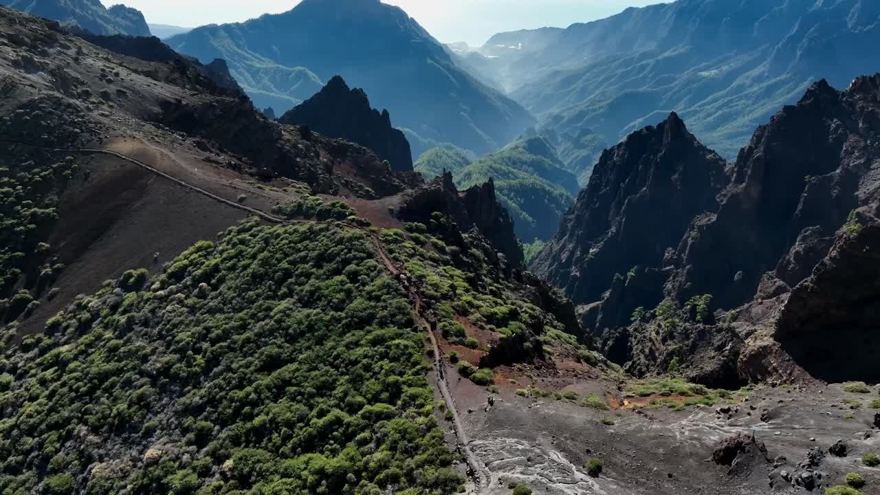 Aerial View of a Mountain Valley Hiking Trail