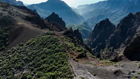aerial view of a mountain valley hiking trail