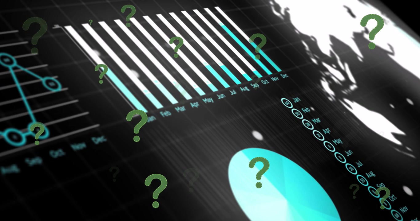 Animation of question marks over data processing