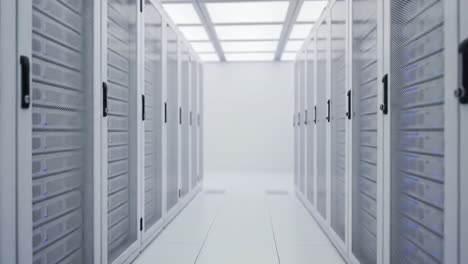 inside a data center, rows of sleek servers stand ready to manage vast amounts of data. the bright, clean environment emphasizes efficiency in storage and processing capabilities.