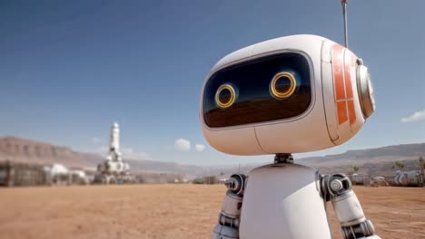 robot in a desert landscape