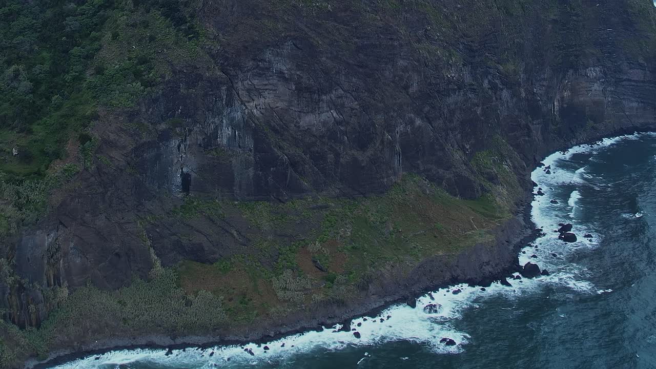 Stunning aerial view of coastal cliffs in Madeira, Portugal