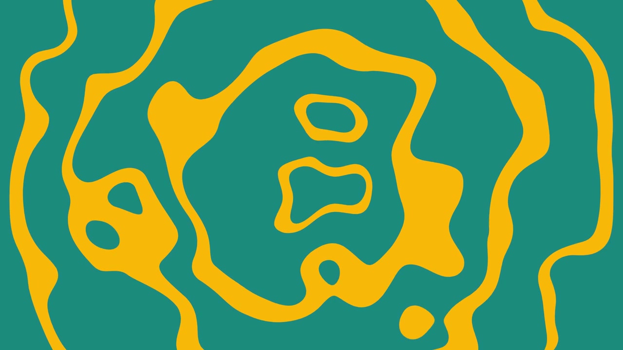 Seamless Loop of Yellow Liquid Shapes Morphing on Teal Background