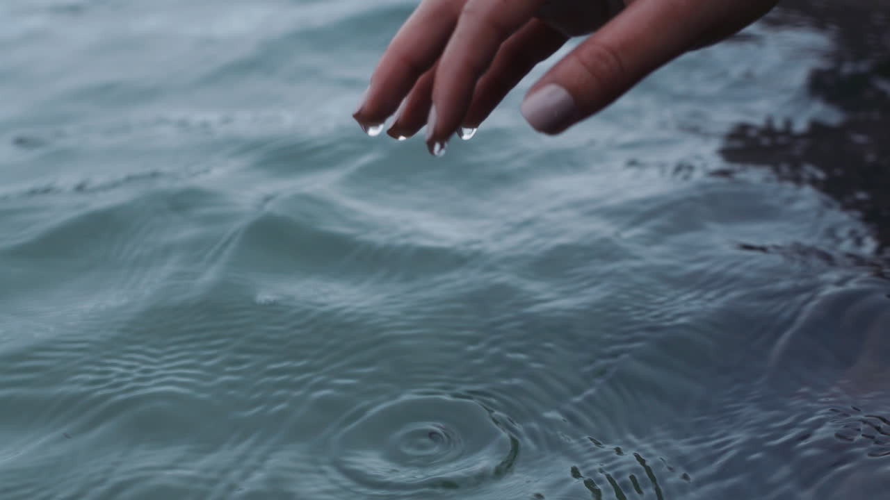 close up hands touching water refreshing stream flowing fresh river splashing sustainability concept