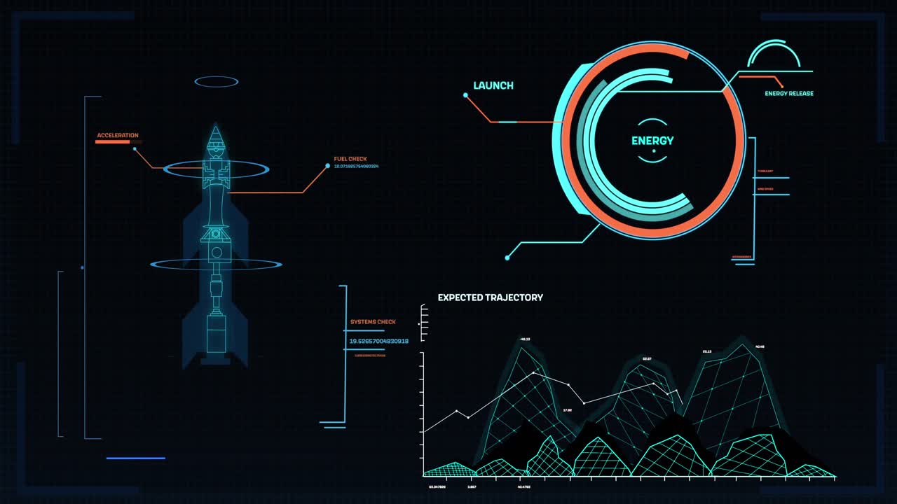 Animation of scientific data processing on black background