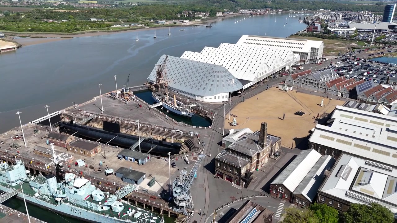 Arsenale Storico di Chatham, Kent, Regno Unito, vista aerea con drone