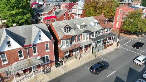 row houses and homes in american city