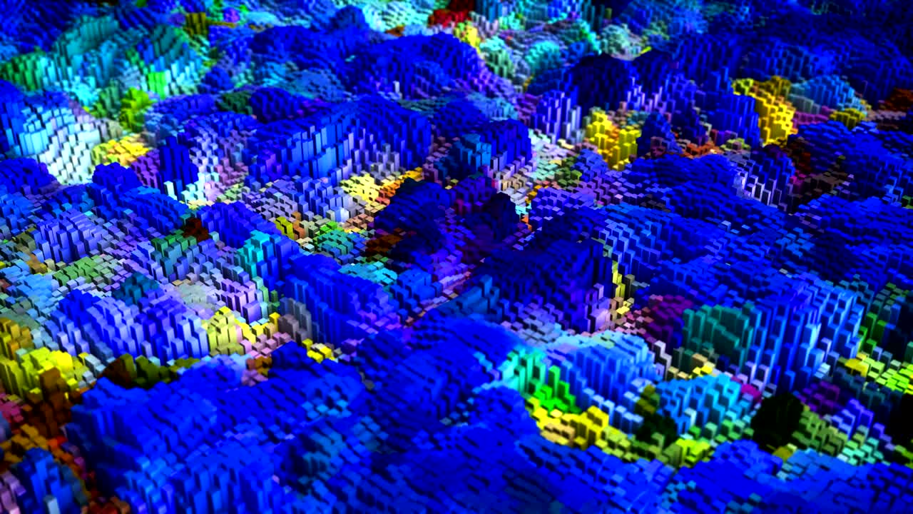 추상적인 cgi 모션 그래픽과 블록으로 애니메이션 된 배경