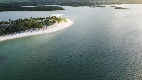 aerial-view-of-a-bathing-lagoon-with-many-palm-trees-on-mauritius