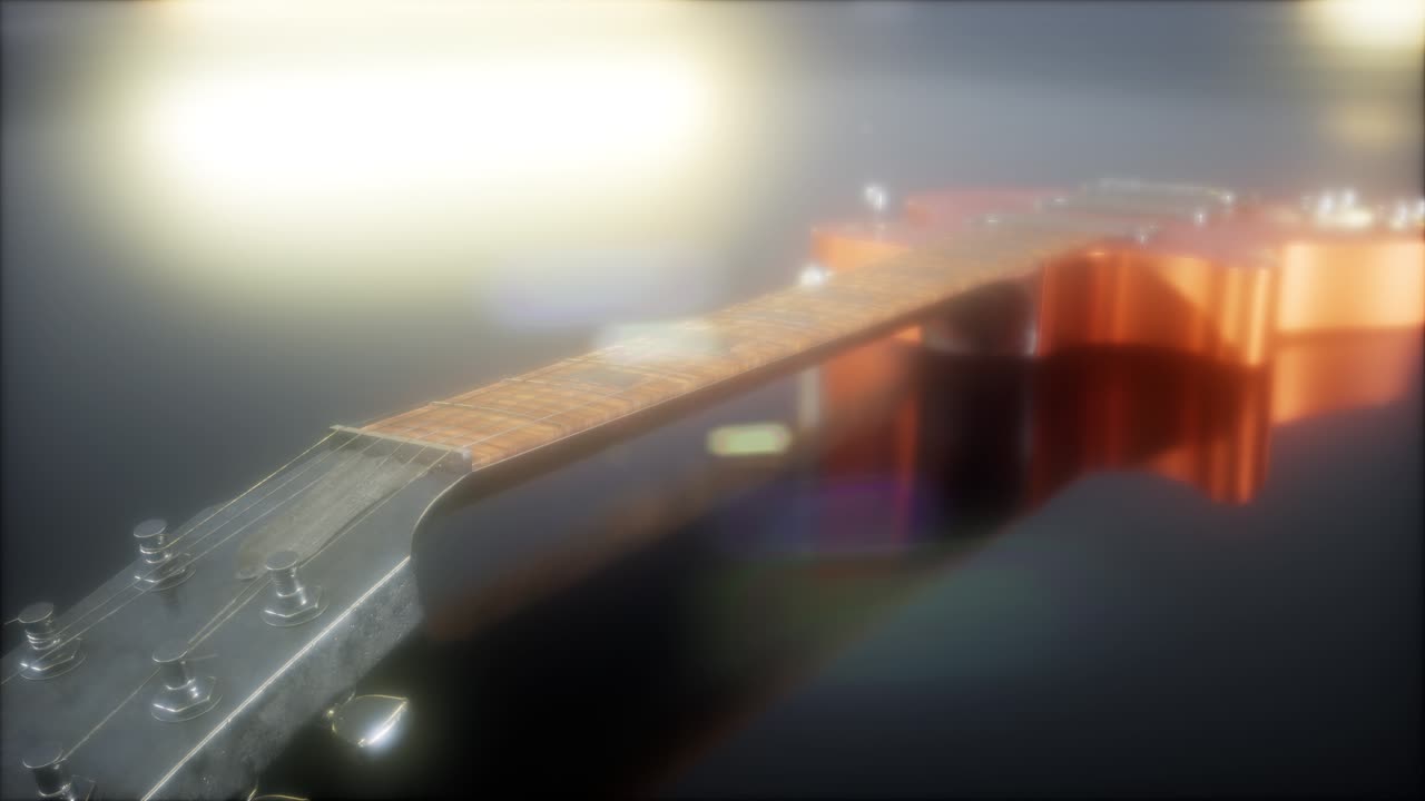 electric guitar in the dark with bright lights