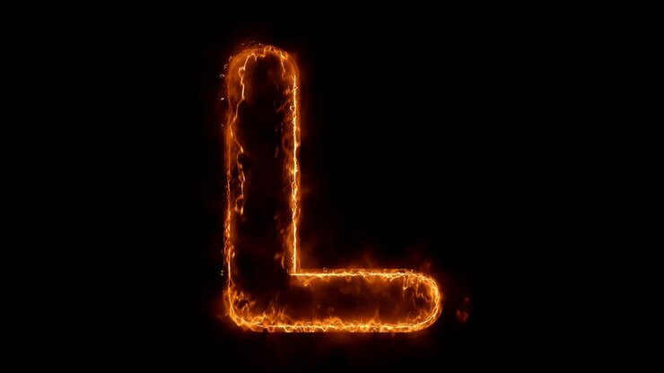 Alphabet L Word Hot Animated Burning Realistic Fire Flame Loop.