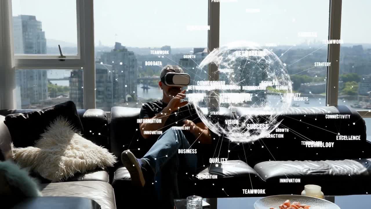 가상현실 안경을 사용하는 남자들