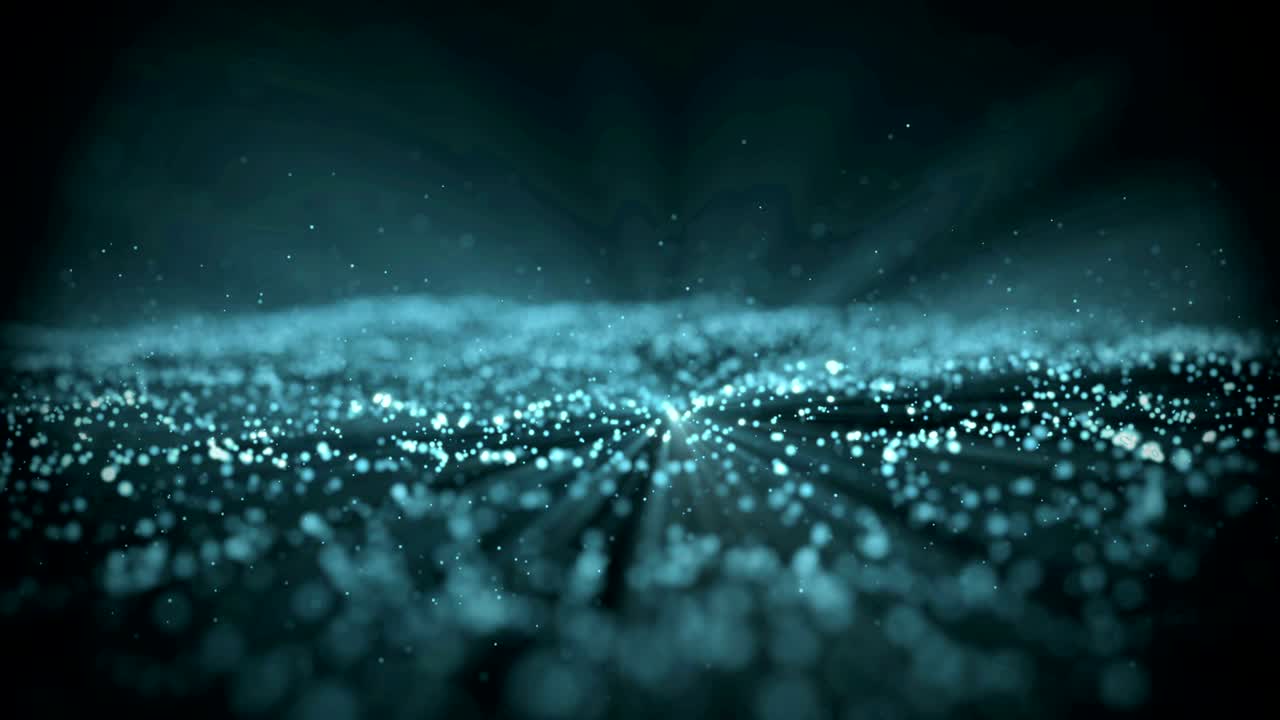 las partículas de onda digital se forman para el fondo digital. ondas azules con luz que muestra a través