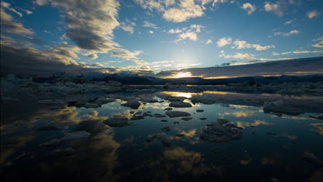 sunset over iceland's glacier lagoon