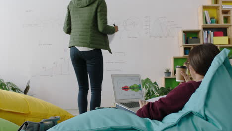 young-business-women-brainstorming-colleagues-enjoying-teamwork-discussing-strategy-writing-ideas-on-whiteboard-using-project-research-data-in-trendy-modern-office