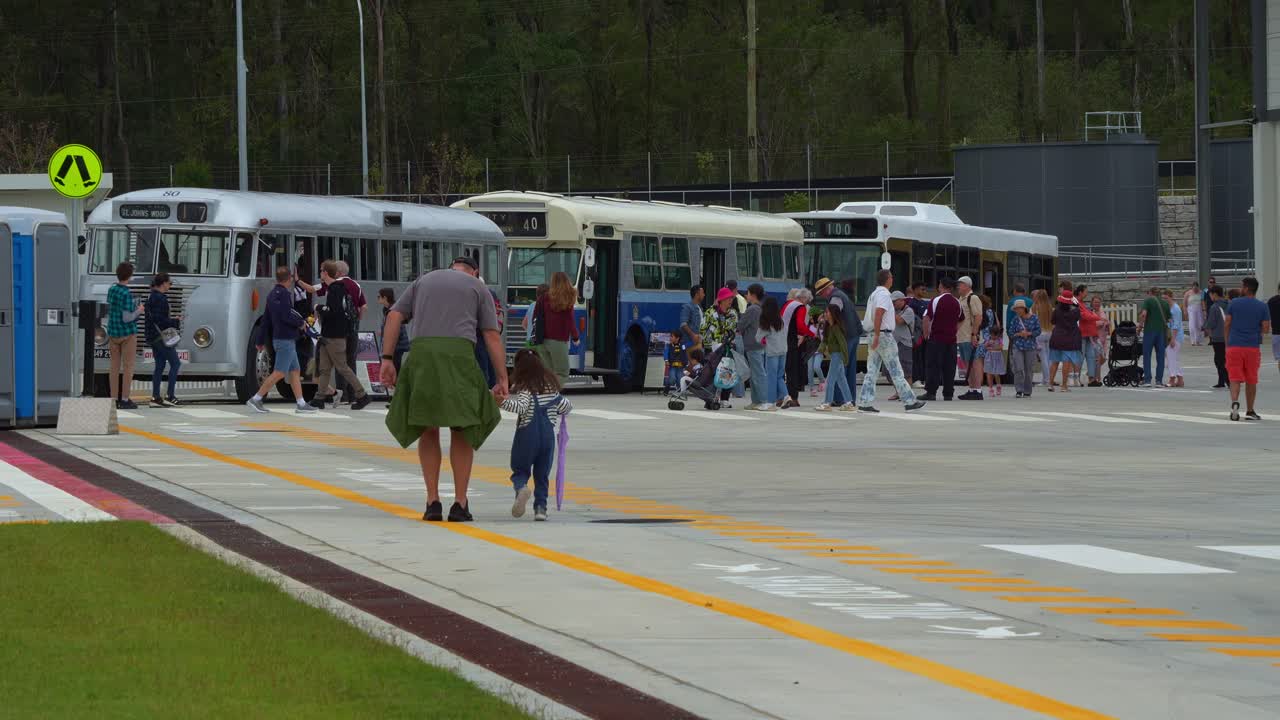 Vintage buses exhibit at Brisbane Metro Depot in Rochedale during Community Open Day.