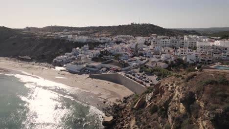 Sun-kissed-beach-of-Burgau,-Algarve