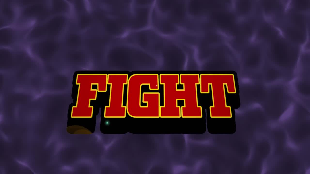 animación del texto de la lucha sobre un fondo líquido púrpura