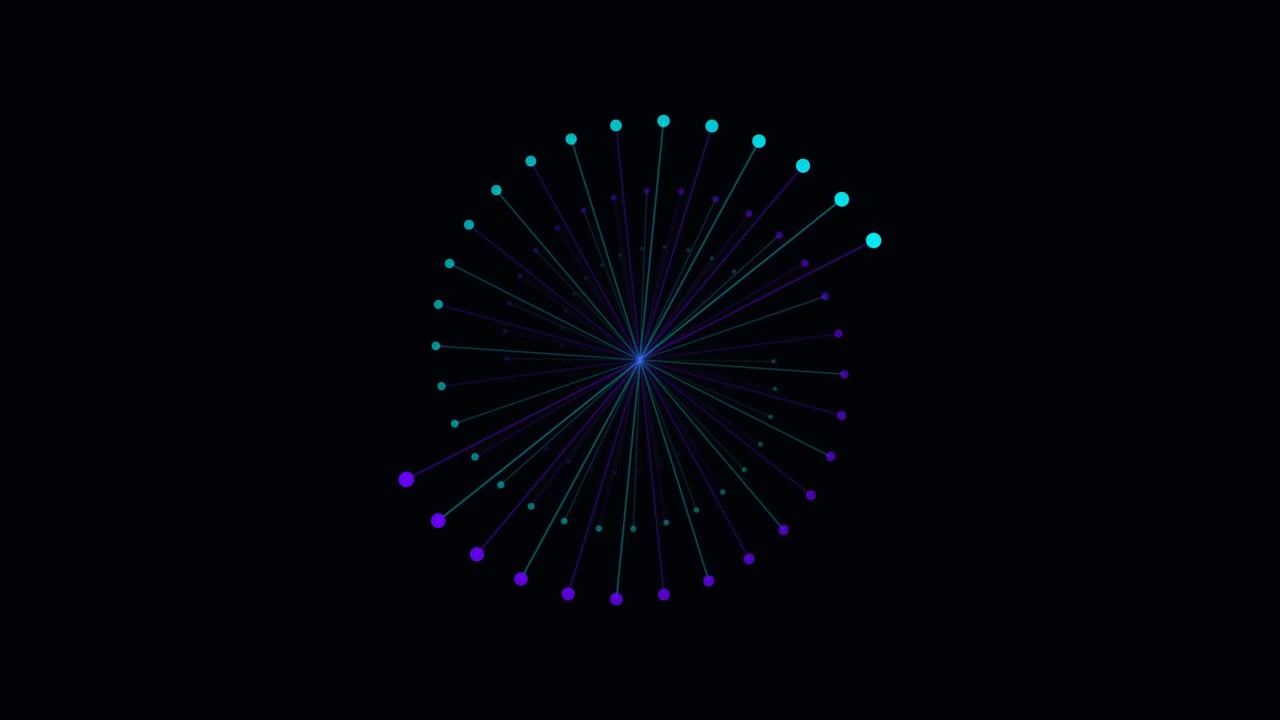 Abstract Rotating Spiral of Glowing Dots and Lines