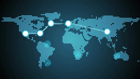 animation of network of connections with world map