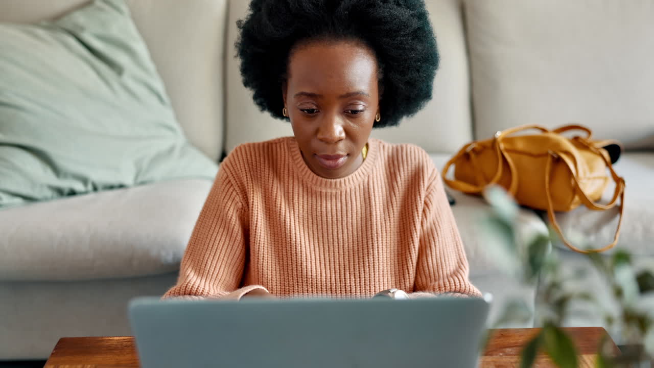 Black woman, laptop and wow face for news