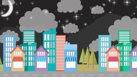 geometrical instruments icon against cityscape with night sky