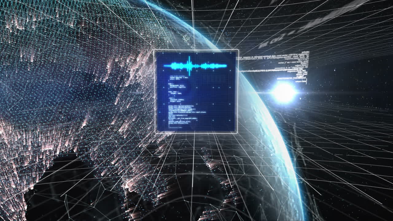 animación del procesamiento de datos en todo el mundo