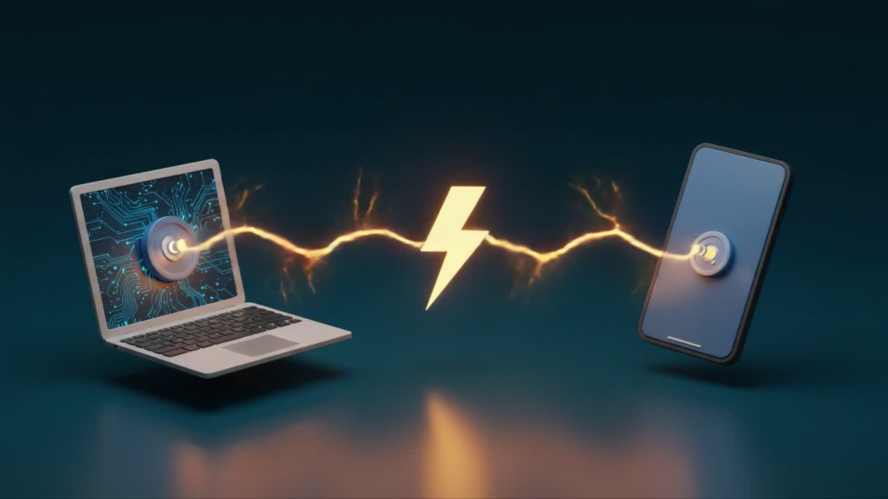 Dynamic Power Transfer: A Visual Representation of Energy Flow Between Technology Devices Illustrating Connectivity and Modern Innovations