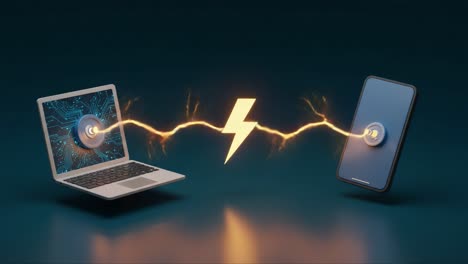 dynamic power transfer: a visual representation of energy flow between technology devices illustrating connectivity and modern innovations
