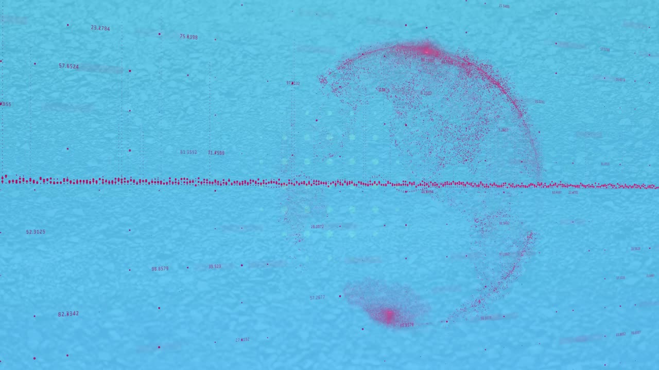 procesamiento de datos frente al globo giratorio sobre fondo azul