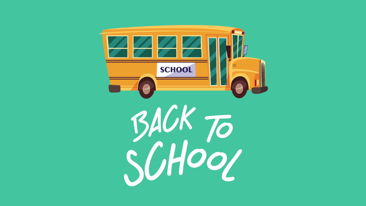 terug naar school letters met schoolbus