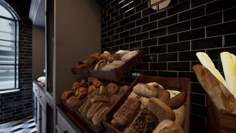 closeup of fresh bread on display in a bakery