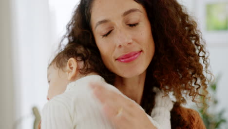 mom, hug and comforting newborn