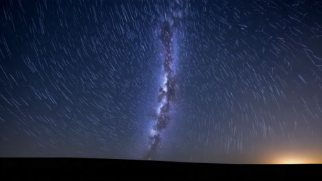 star trails and milky way