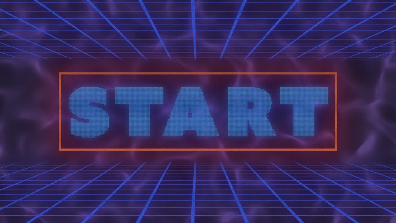 animación del texto de inicio sobre un fondo líquido azul