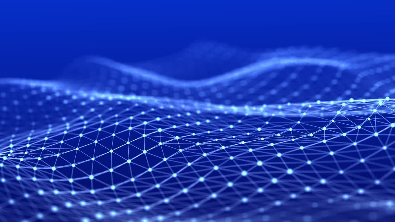 malla abstracta futurista. onda con la conexión de puntos y líneas. renderización 3d. bucle sin costuras 3d.