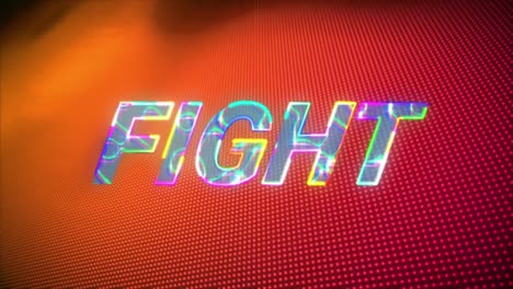 animación de texto de lucha brillante sobre fondo naranja y rosa
