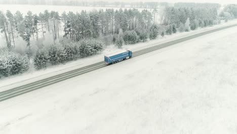 winter truck on snowy highway